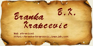 Branka Krapčević vizit kartica
